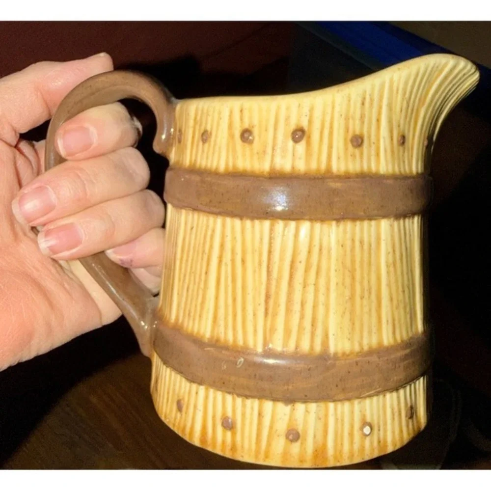 Sunflower Ceramic Pitcher Vintage‎ Farmhouse Barrel